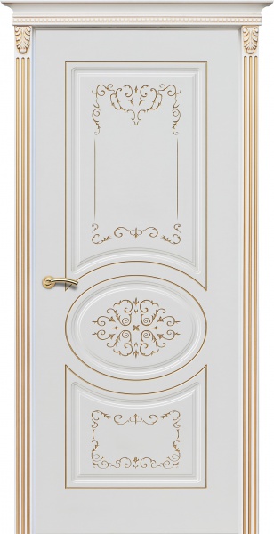 Межкомнатная дверь Президент ДГ Эмаль белая патина золото